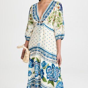 Farm Rio Off White Macaw Flight Maxi Dress Sz Small
